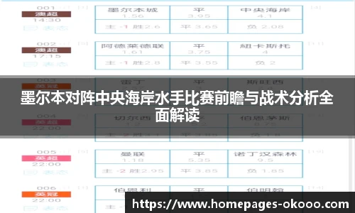 墨尔本对阵中央海岸水手比赛前瞻与战术分析全面解读